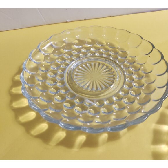 Anchor Hocking, Blue Bubble Glass, 6.5 inch Salad Plate, Blue Hobnail Style - Picture 3 of 9